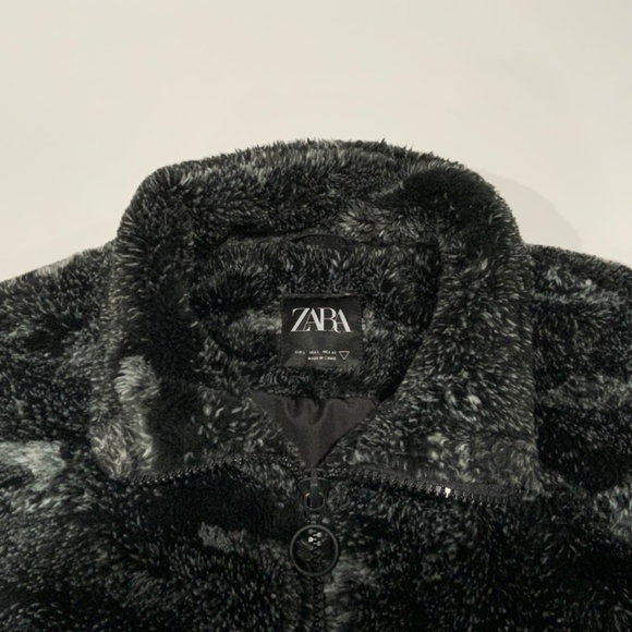 RARE Zara Horse Printed Faux Shearling Fleece Jacket - Picture 4 of 6